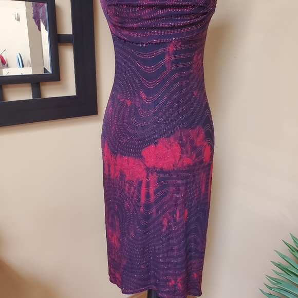 RAMPAGE Y2K RED & BLACK SPARKLY HI/LOW EVENING DRESS! - Picture 2 of 16